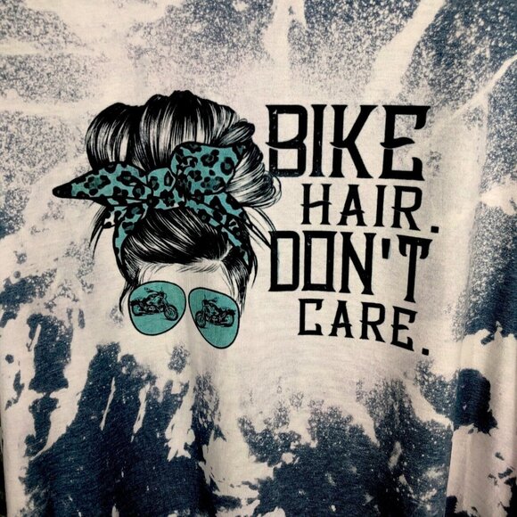 Women’s Biker Shirt Bike Hair Don’t Care Funny T Shirt Size Extra Large Tee - Picture 3 of 9